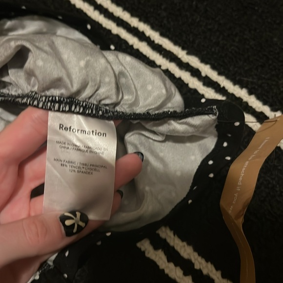 Reformation Dixon Black and White Polka Dot Mini Dress - Picture 4 of 6